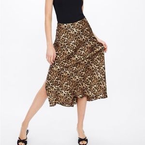 Zara satin leopard print midi skirt